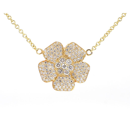 Pave flowers necklaces Pave flowers necklaces