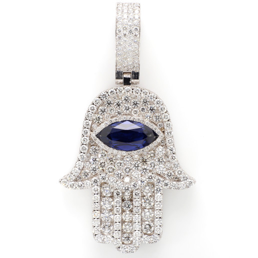 White gold hamsa whith sapphire White gold hamsa whith sapphire