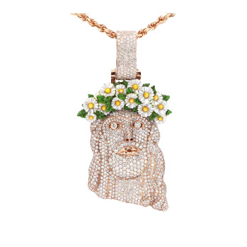 Custom made Jesus head, whith hand selected raund diamonds