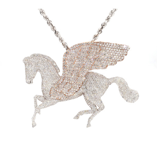 Two tone “Pegasus”pendand whith diamonds