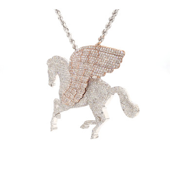 Two tone “Pegasus”pendand whith diamonds